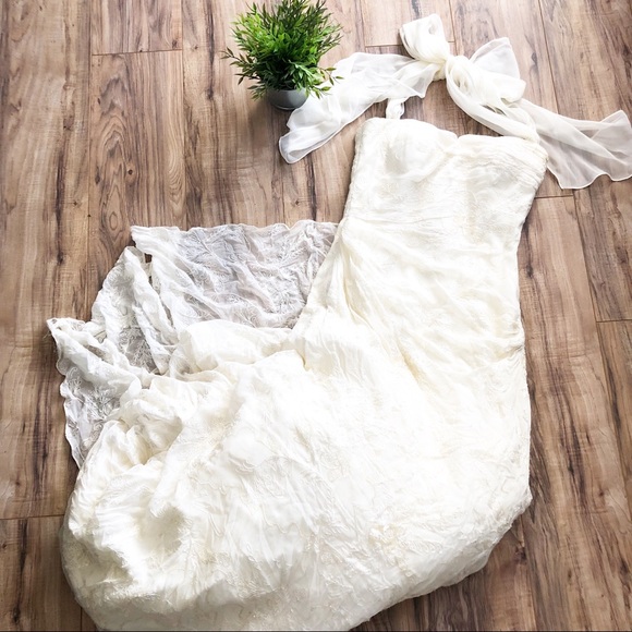 mariana hardwick Dresses & Skirts - Mariana Hardwick Silk Beaded Wedding Gown Dress